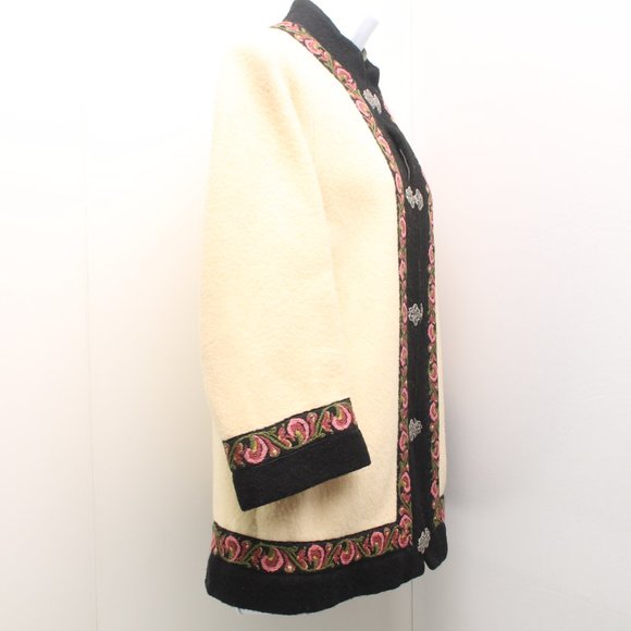 Vintage Firda 100% Wool Jacket Women's 44 Floral Granny Core  Embroidered - Picture 5 of 16